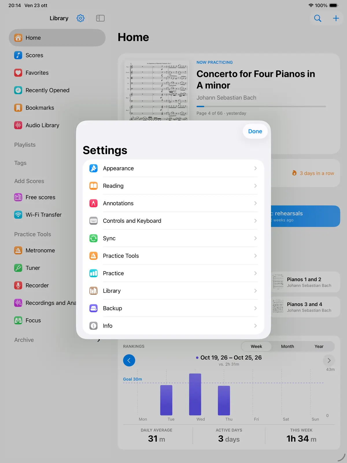 Control settings