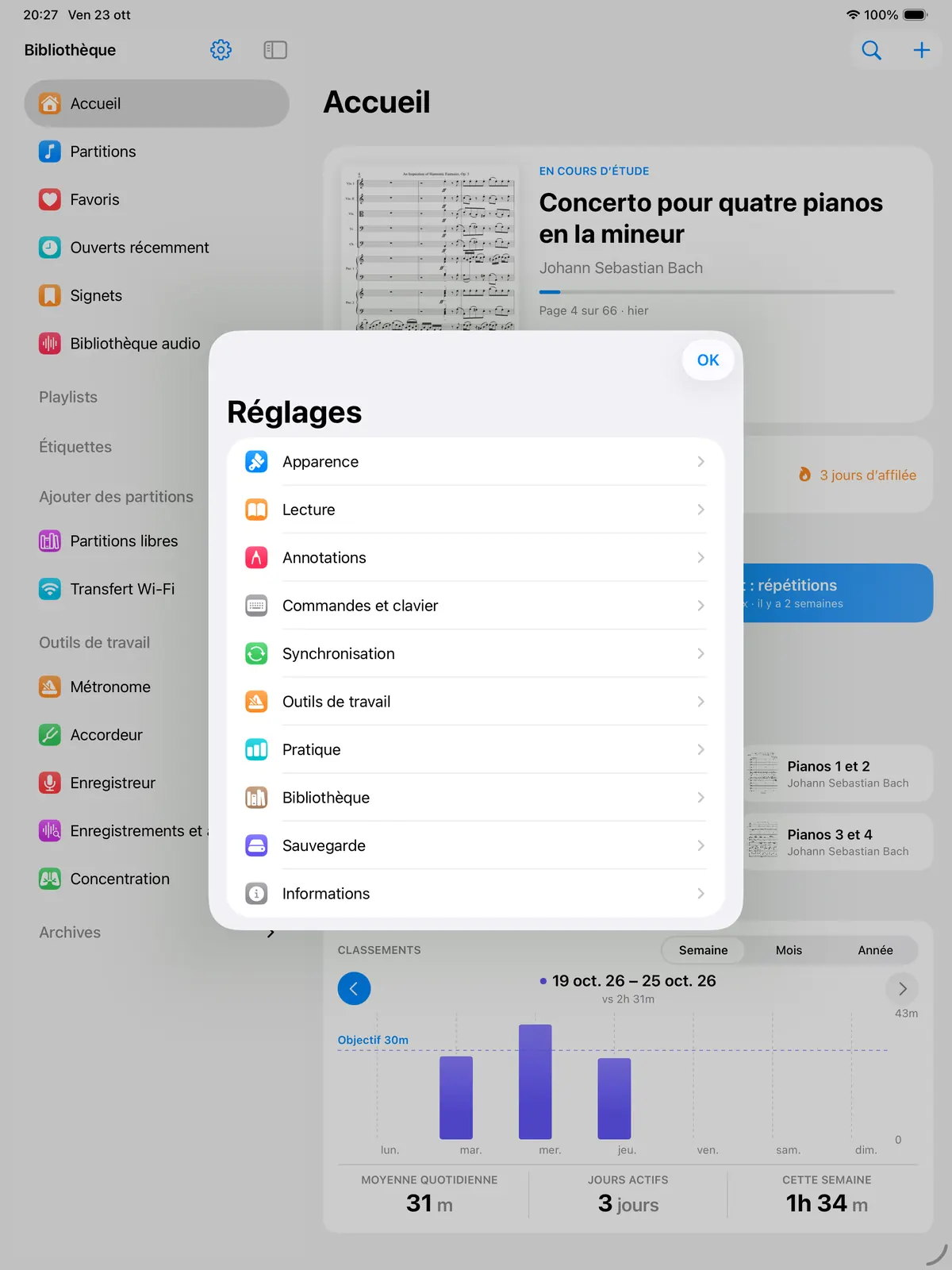Les réglages des commandes
